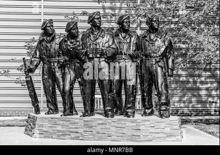 Tank crew memorial statues at Bovington Camp Tank Museum Stock Photo