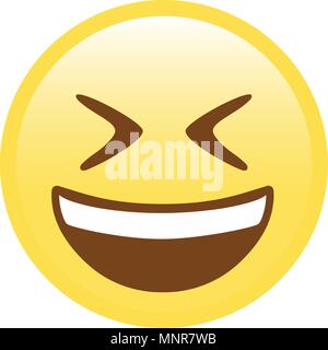 The isolated vector yellow laughing out loud with closing eyes flat icon Stock Vector