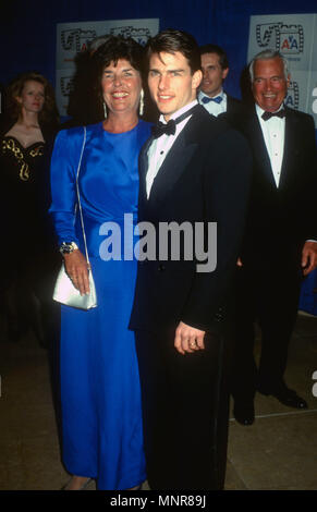 BEVERLY HILLS, CA - JANUARY 12: Actor Tom Cruise and his mother Mary Lee  Pfeiffer attend American Cinema Awards on January 12, 1991 at the Beverly  Hilton Hotel in Beverly Hills, California.