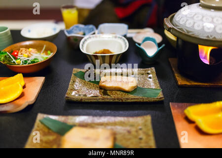 Traditional Japanese breakfast of Nagano region food Stock Photo