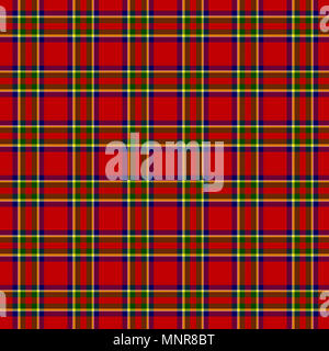 Tartan classic style red, green, blue and yellow style plaid textured seamless tile pattern Stock Photo