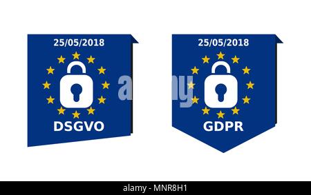 Banner with DSGVO and GDPR concept, vector illustration Stock Vector