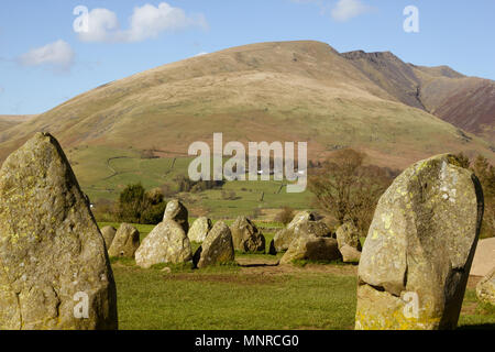 Blencathra seen from Castlerigg Stone Circle Stock Photo