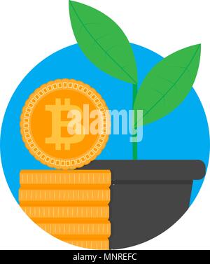 Growth and development ico start up. Begin new project, stack and pot. Vector illustration Stock Vector