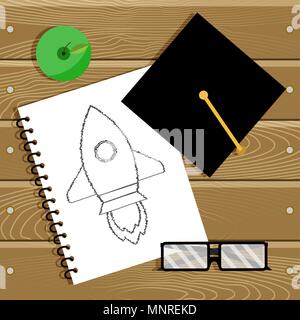 Begin education and start career. Beginning learn in college, graduation and education. Vector illustration Stock Vector