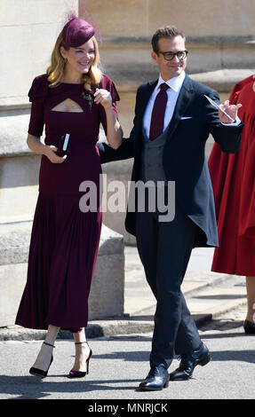 Suits actor Gabriel Macht and his wife Jacinda Barrett arrive at Windsor Castle for the wedding of Prince Harry and Meghan Markle. Stock Photo