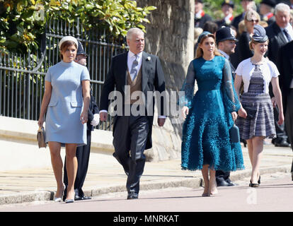 Princess Eugenie the Duke of York and Princess Beatrice arrive at