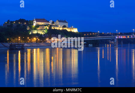 Petrovaradin fortress and Danube at golden hour Stock Photo