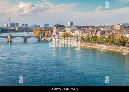 View of Rhine River in Basel Switzerland Stock Photo