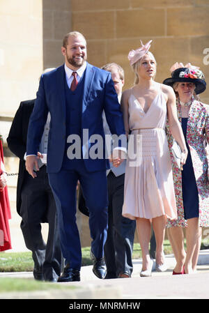 James Haskell and Chloe Madeley arrive at St George s Chapel at Windsor Castle for the wedding of Meghan Markle and Prince Harry Stock Photo Alamy