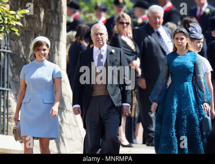 Princess Eugenie the Duke of York and Princess Beatrice arrive at