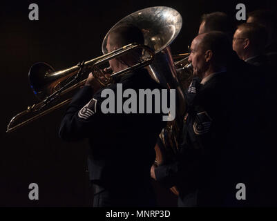 Offutt Brass plays during a Heartland of America Band concert at Glenwood High School in Glenwood, Iowa, December 10, 2017. The concert was a part of a hoilday series that band played in the community surrounding Offutt Air Force Base. (U.S Air Force Stock Photo