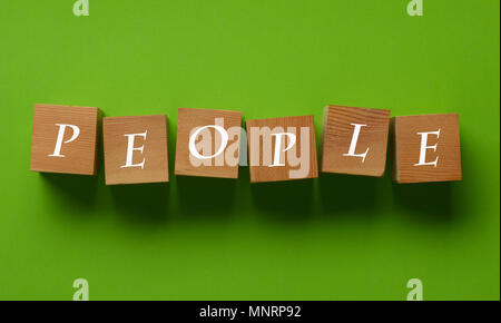 the word people on wooden cubes - closeup Stock Photo