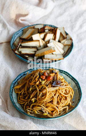 A plate of cold noodle and dried bean curd, Chinese cuisine Stock Photo