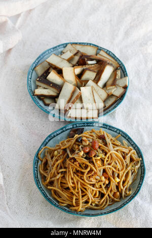 A plate of cold noodle and dried bean curd, Chinese cuisine Stock Photo