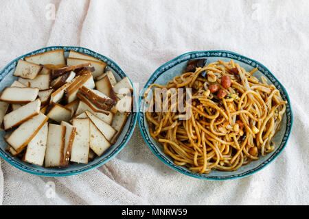 A plate of cold noodle and dried bean curd, Chinese cuisine Stock Photo