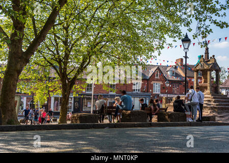 Lymm. Cheshire. North West England. The village centre cross Stock Photo