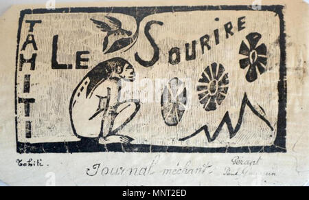 French: Titre pour 'Le Sourire' Head piece for 'Le Sourire' (Monkey)   between 1899 and 1900.   965 Paul Gauguin - Head piece for &quot;Le Sourire&quot; (Monkey) - 1899-1900 Stock Photo