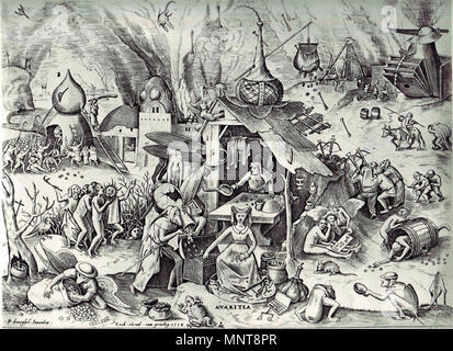 . Pieter Bruegel the Elder: The Seven Deadly Sins or the Seven Vices - Avarice .   Pieter Brueghel the Elder  (1526/1530–1569)     Alternative names Pieter Breugel, Pieter Breughel, Pieter Brueghel, Peasant Brueghel  Description Flemish painter, draughtsman and printmaker  Date of birth/death between 1526 and 1530 9 September 1569  Location of birth/death Q1981676 or Breda Brussels  Work location Antwerp (1551–1563), Italy (1553), Brussels (1563–1569)  Authority control  : Q43270 VIAF: 95761864 ISNI: 0000 0001 2144 3618 ULAN: 500013247 LCCN: n80162848 NLA: 36158631 WorldCat 990 Pieter Bruegel  Stock Photo