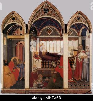 The Birth of Mary   1342.   996 Pietro Lorenzetti - The Birth of Mary - WGA13553 Stock Photo