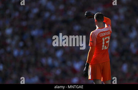 Chelsea goalkeeper Thibaut Courtois during the Emirates FA Cup Final at Wembley Stadium, London. Stock Photo