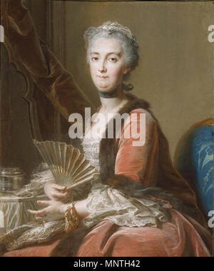 . Depicted person: Anne Marie Louise Nicole de Lamoignon de Malesherbes, Countess of Sénozan . circa 1751.   1021 Portrait of the Countess of Senozan Stock Photo
