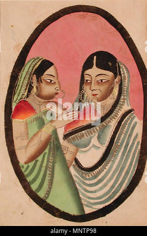 . English: Series Title: Kalighat Album Suite Name: Kalighat Album Creation Date: ca. 1880 Display Dimensions: 17 1/8 in. x 10 29/32 in. (43.5 cm x 27.7 cm) Credit Line: Edwin Binney 3rd Collection Accession Number: 1990.1447 Collection: <a href='http://www.sdmart.org/art/our-collection/asian-art' rel='nofollow'>The San Diego Museum of Art</a> . 6 September 2011, 14:31:47. English: thesandiegomuseumofartcollection 1045 Recto- Two courtesans; verso- Odalisque (6125147660) Stock Photo
