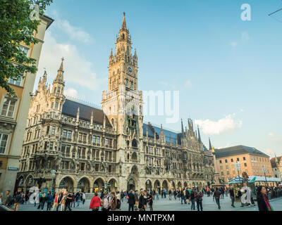 Marienplatz sqaure with the Neues Rathaus (New Town Hall) in Munich, capital of Bavaria, Germany. Stock Photo