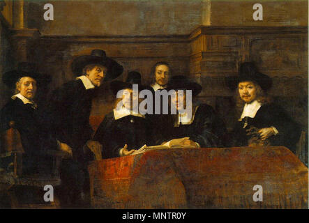 The Syndics of the Amsterdam Drapers' Guild, known as the ‘Sampling Officials’  1662.   1049 Rembrandt - Klesveverlaugets forstandere i Amsterdam Stock Photo