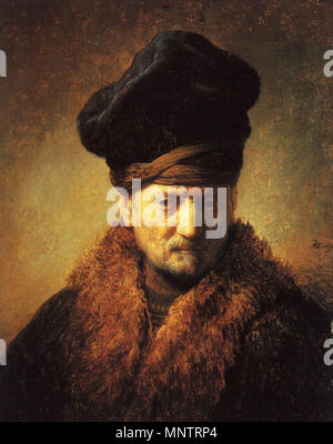 Bust of an Old Man with a Fur Cap and Flowing Beard, looking downward ...