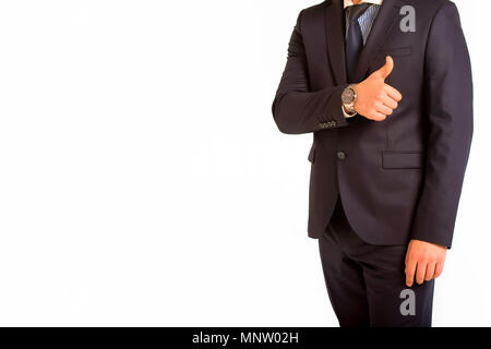 Business man gives thumbs up isolated Stock Photo