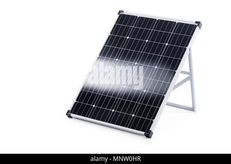Portable 100 Watt solar panel with crystalline solar cells isolated on white background with a clipping path Stock Photo