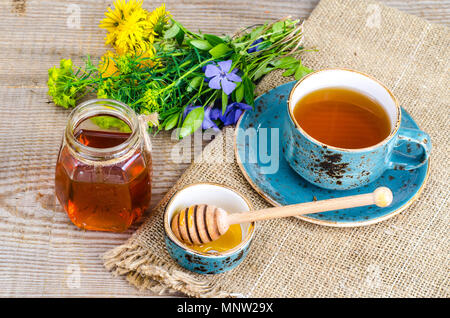 Fresh fragrant tasty honey from wild plants. Studio Photo Stock Photo