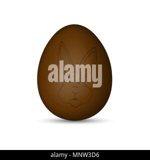 Chocolate easter egg with the image of the Easter bunny Stock Vector