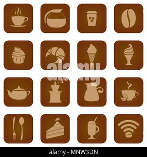Icon set of coffee house. Coffee theme icons Stock Vector