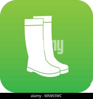 Rubber boots icon digital green Stock Vector