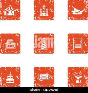 Major holiday icons set, grunge style Stock Vector