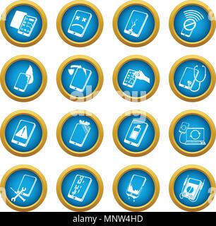 Repair phones fix icons set, simple style Stock Vector