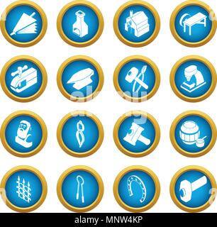 Blacksmith tools icons set, simple style Stock Vector
