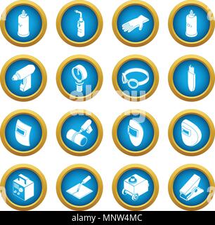 Welding tools icons set, simple style Stock Vector