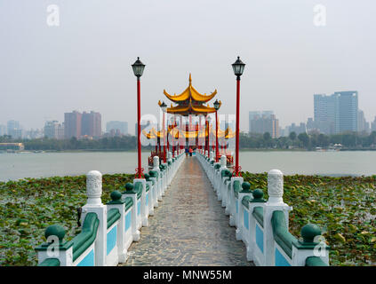 Spring and autumn pavilions at lotus pond lake in Kaohsiung Taiwan Stock Photo