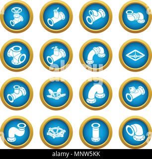 Pipeline constructor icons set, isometric style Stock Vector