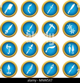 Steel arms items icons set, simple style Stock Vector