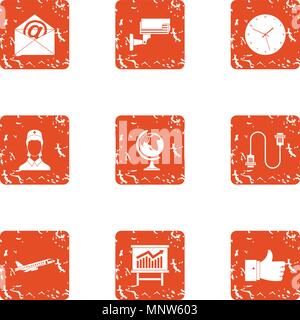 Watch over icons set, grunge style Stock Vector
