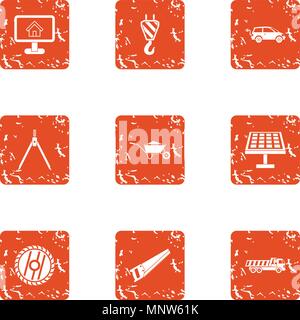 Registration icons set, grunge style Stock Vector