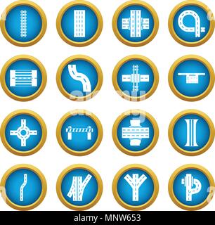 Road parts constructor icons set, simple style Stock Vector
