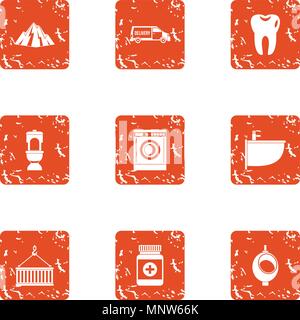 Protecting health icons set, grunge style Stock Vector