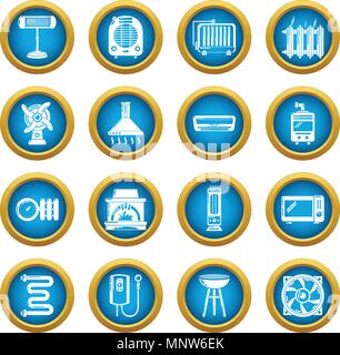 Heat cool air flow tools icons set, simple style Stock Vector