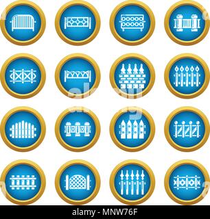 Different fencing icons set, simple style Stock Vector
