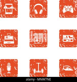 Speak icons set, grunge style Stock Vector
